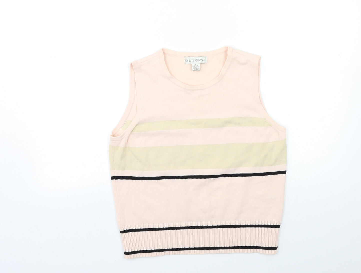 Casual Corner Womens Pink Striped Knit Pullover Jumper Size L