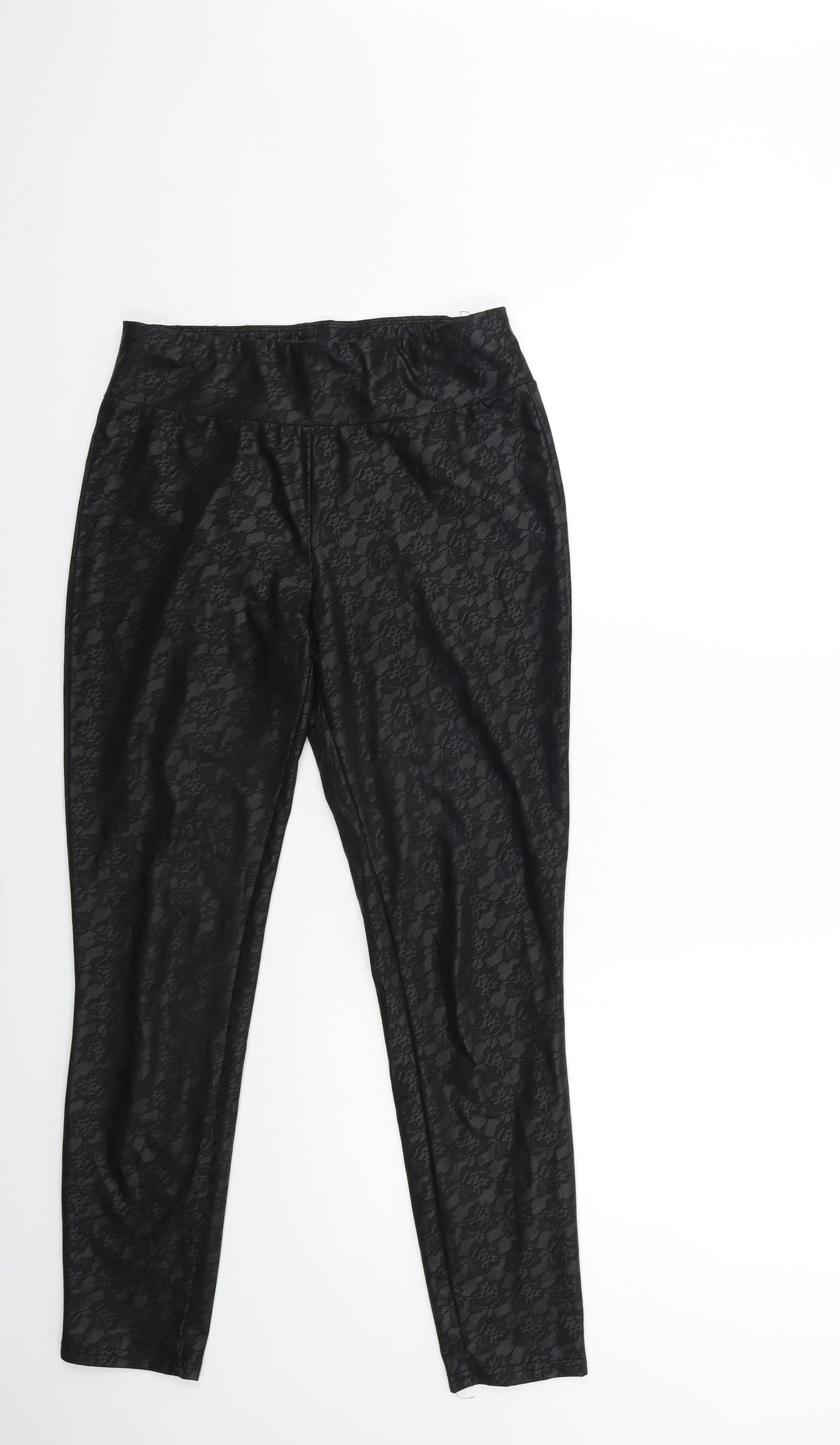 New Look Womens Black Floral  Jegging Trousers Size 12 L27 in