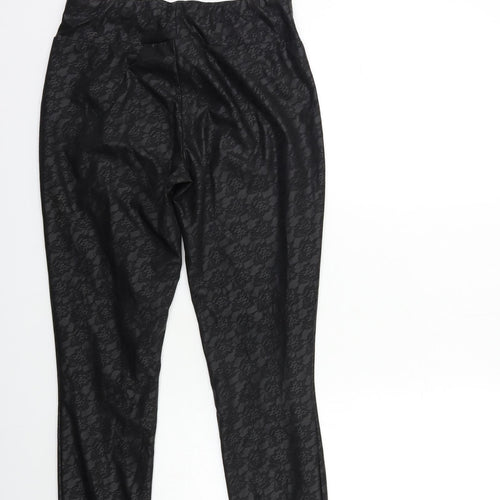 New Look Womens Black Floral  Jegging Trousers Size 12 L27 in