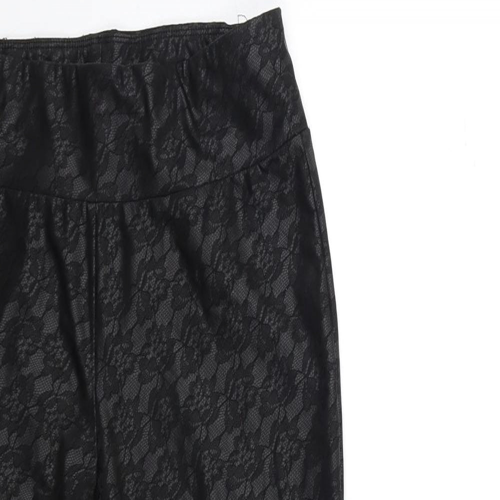 New Look Womens Black Floral  Jegging Trousers Size 12 L27 in