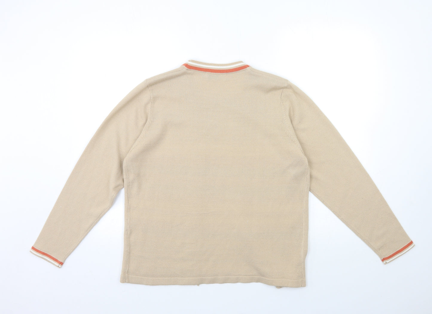 HONOUR MILLBURN Womens Beige Striped Knit Cardigan Jumper Size 14