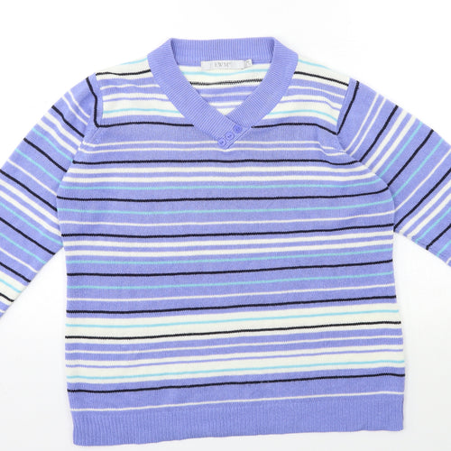 EWM Womens Black Striped Knit Pullover Jumper Size 14