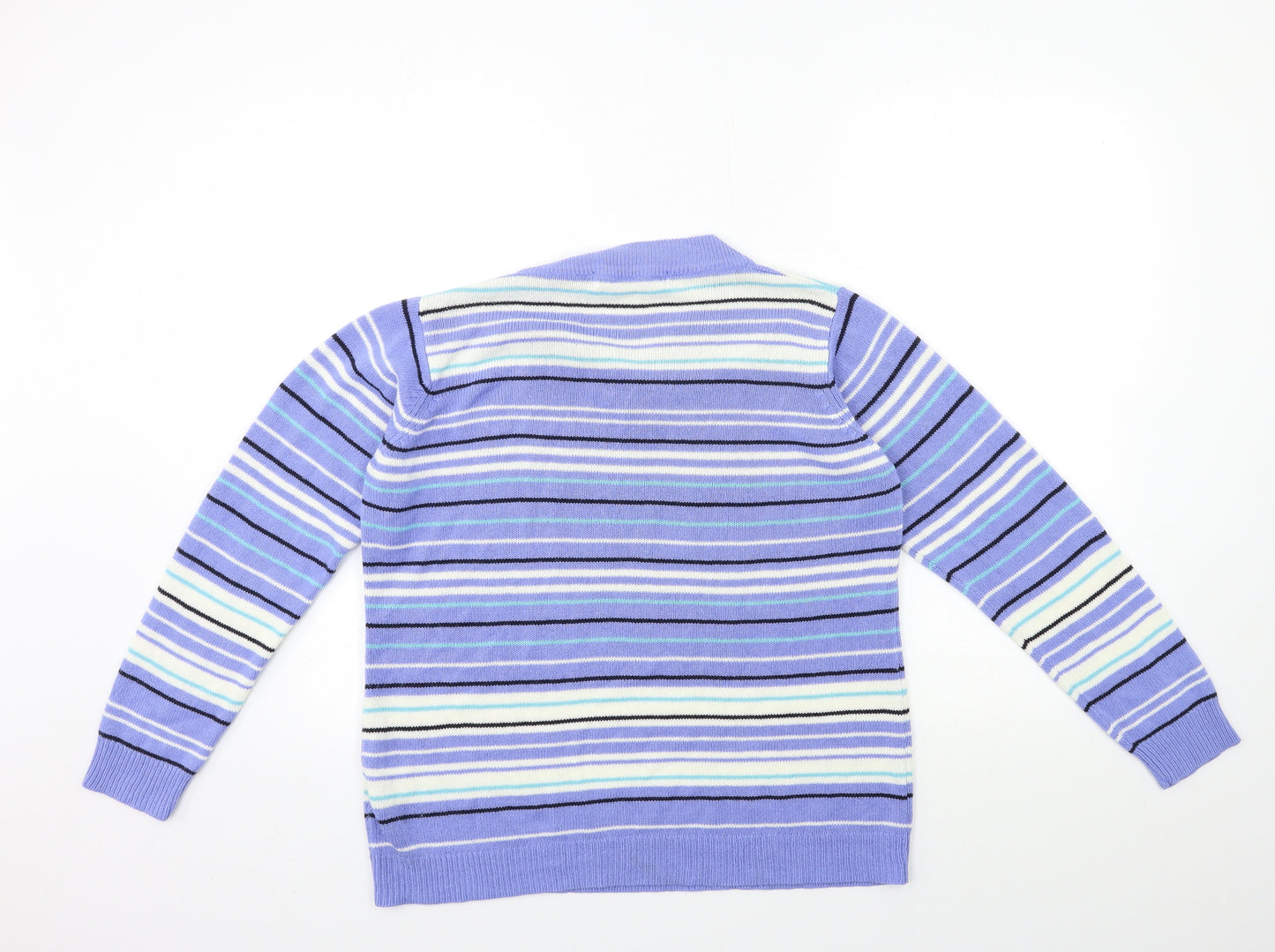 EWM Womens Black Striped Knit Pullover Jumper Size 14