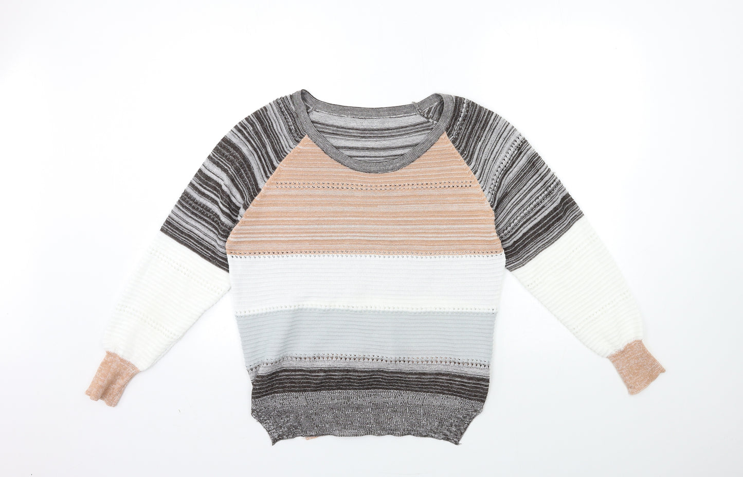 Preworn Womens Beige Striped Knit Pullover Jumper Size 14