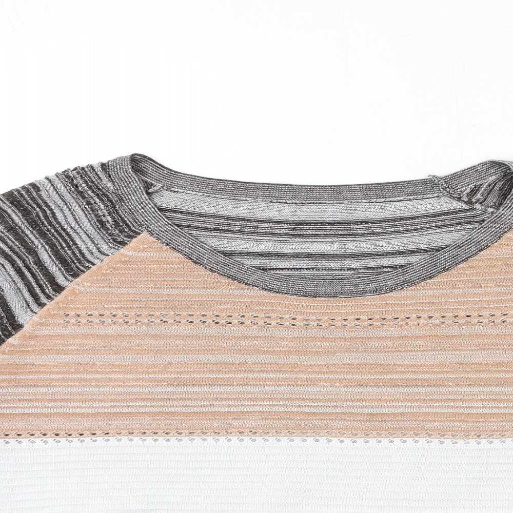 Preworn Womens Beige Striped Knit Pullover Jumper Size 14