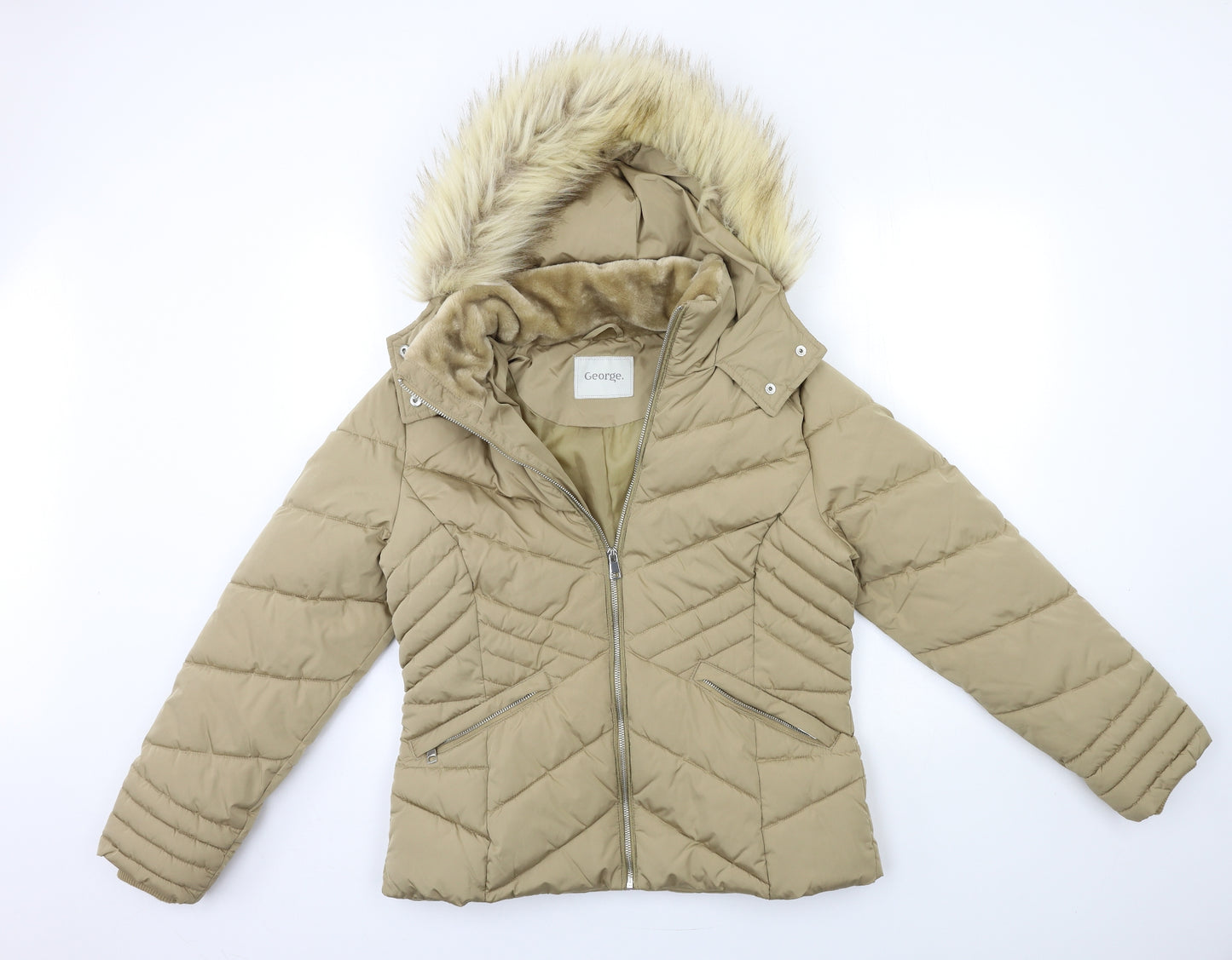 George Womens Brown   Overcoat Coat Size M