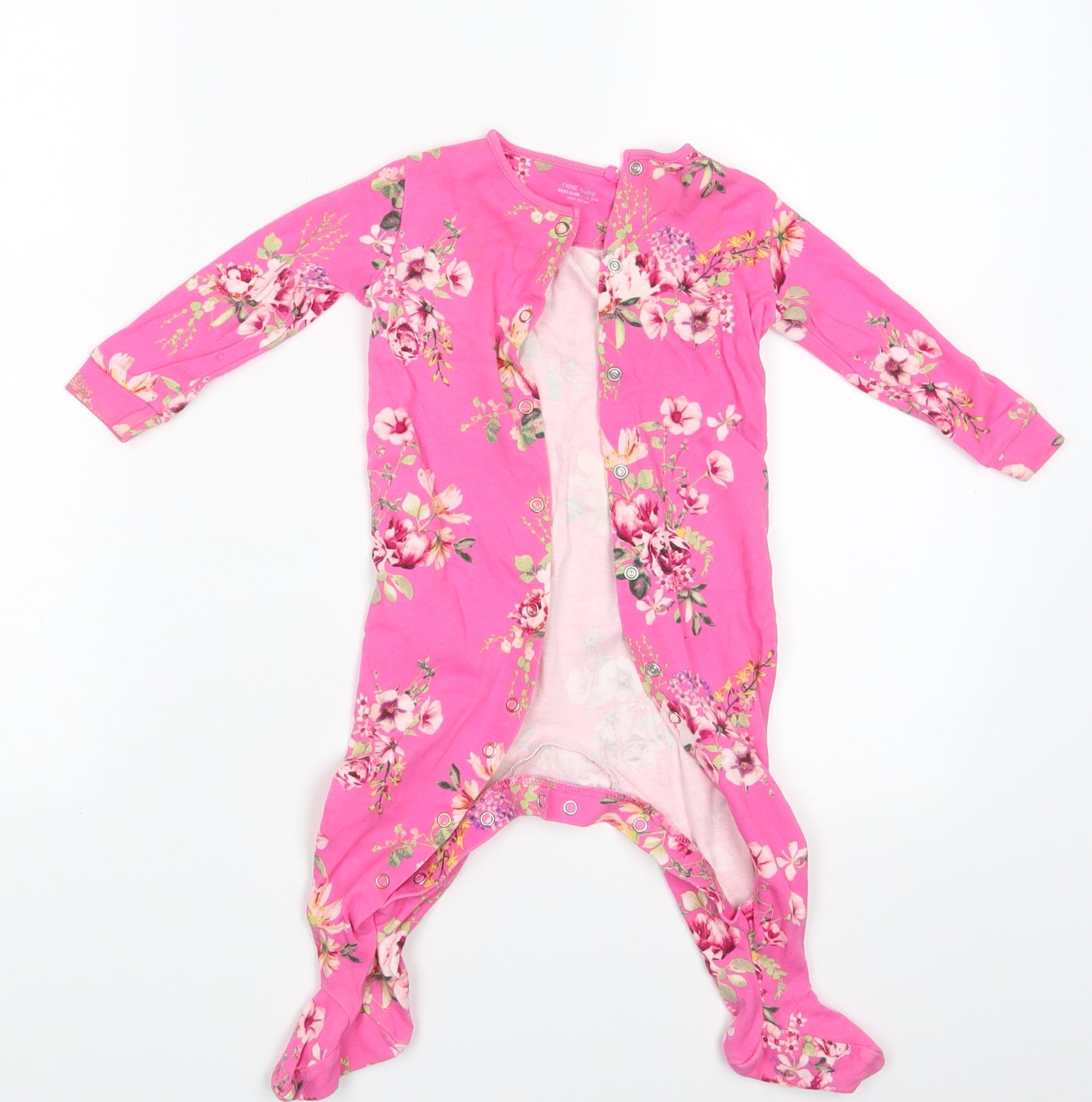 NEXT Girls Pink Floral  Coverall One-Piece Size 9-12 Months