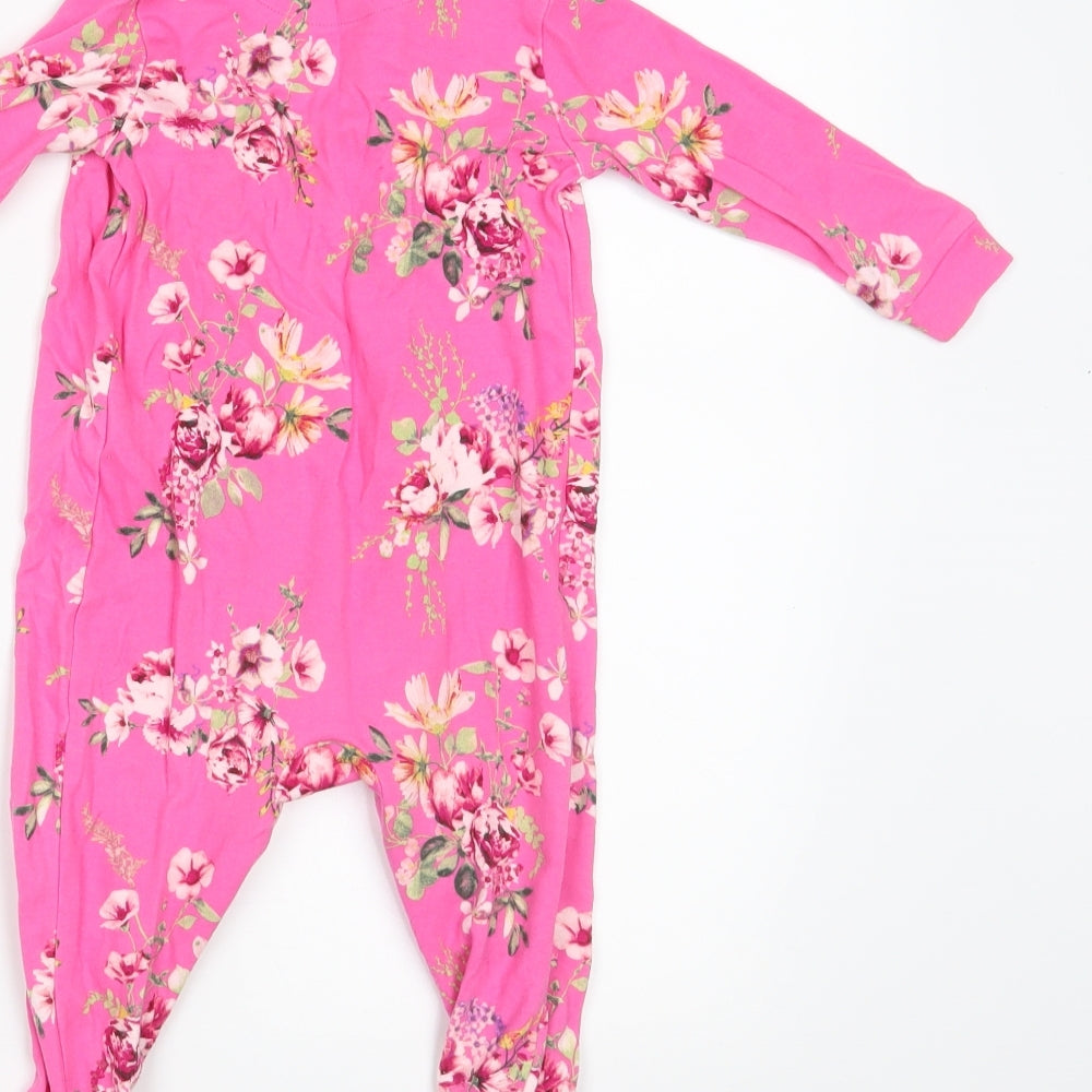 NEXT Girls Pink Floral  Coverall One-Piece Size 9-12 Months