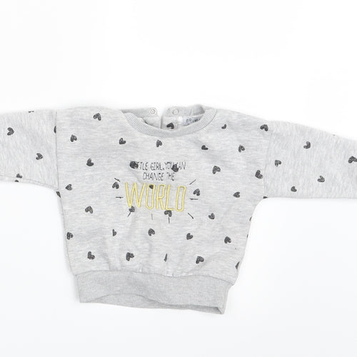 Primark Girls Grey Polka Dot  Pullover Jumper Size 6-9 Months