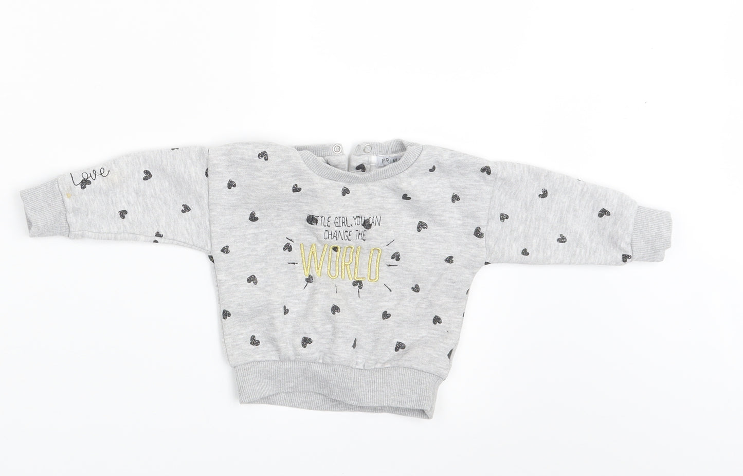 Primark Girls Grey Polka Dot  Pullover Jumper Size 6-9 Months