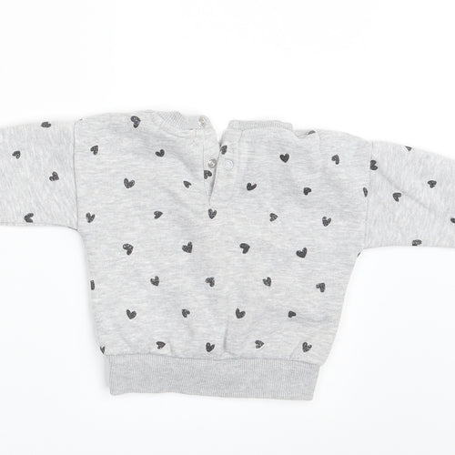 Primark Girls Grey Polka Dot  Pullover Jumper Size 6-9 Months
