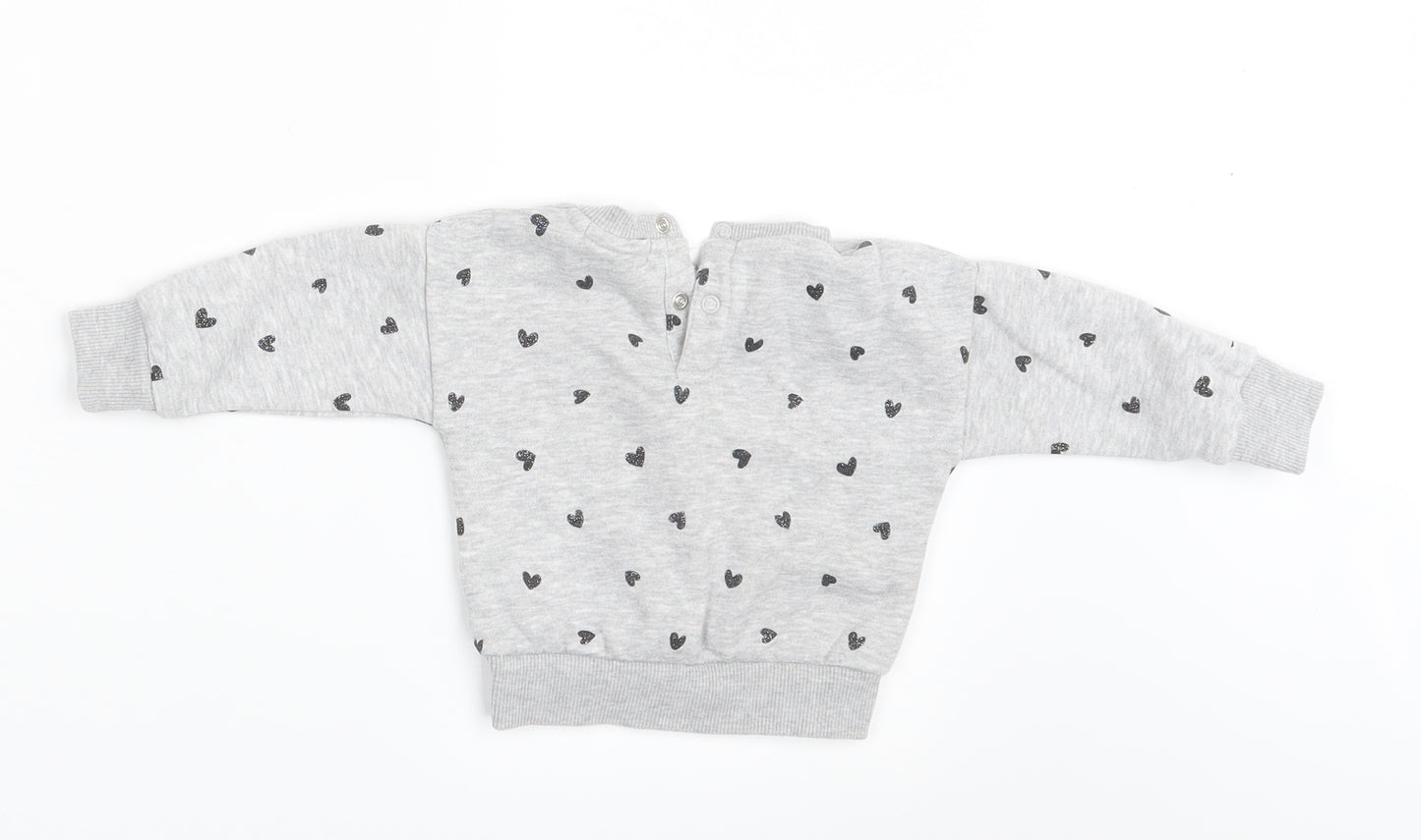 Primark Girls Grey Polka Dot  Pullover Jumper Size 6-9 Months