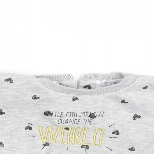 Primark Girls Grey Polka Dot  Pullover Jumper Size 6-9 Months