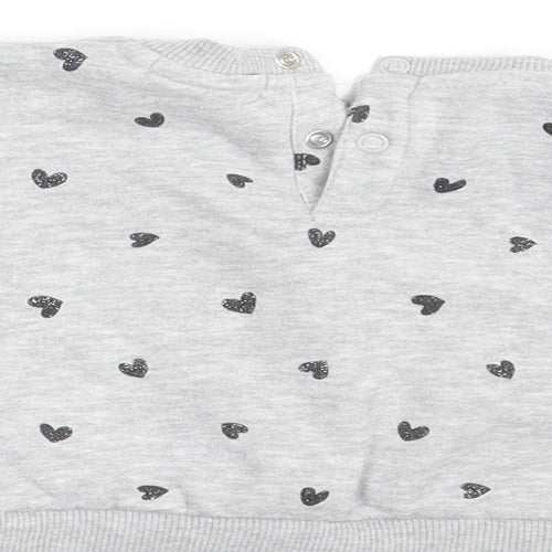Primark Girls Grey Polka Dot  Pullover Jumper Size 6-9 Months