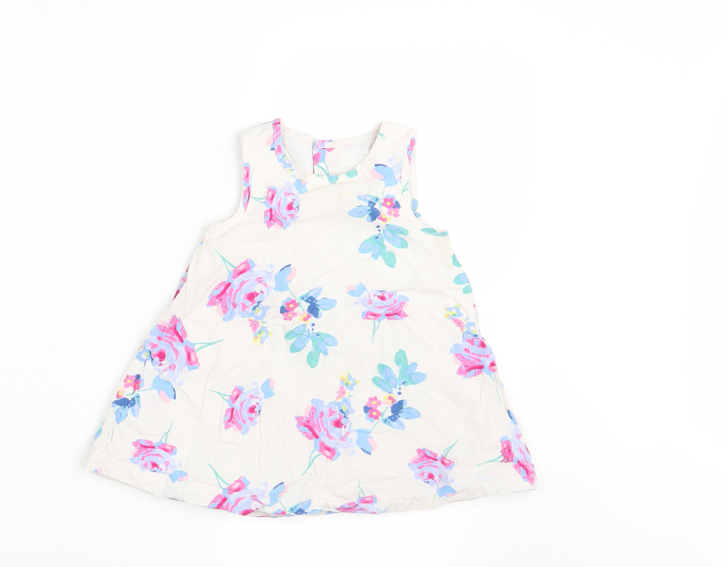 Joules Girls White Floral  Basic Dress Shirt Size 6-9 Months