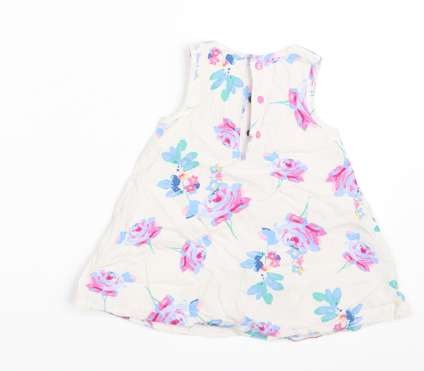 Joules Girls White Floral  Basic Dress Shirt Size 6-9 Months