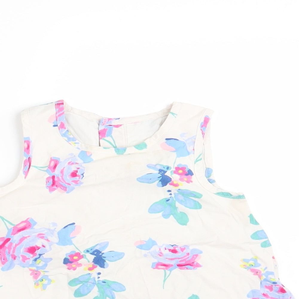 Joules Girls White Floral  Basic Dress Shirt Size 6-9 Months