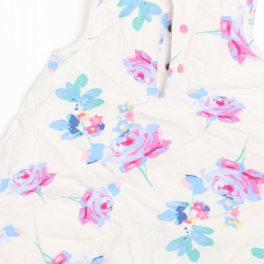 Joules Girls White Floral  Basic Dress Shirt Size 6-9 Months