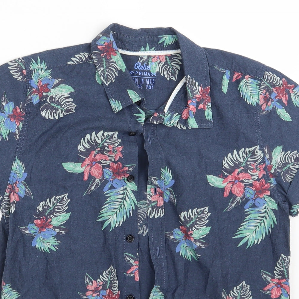 Primark Boys Blue Floral  Basic Button-Up Size 12-13 Years