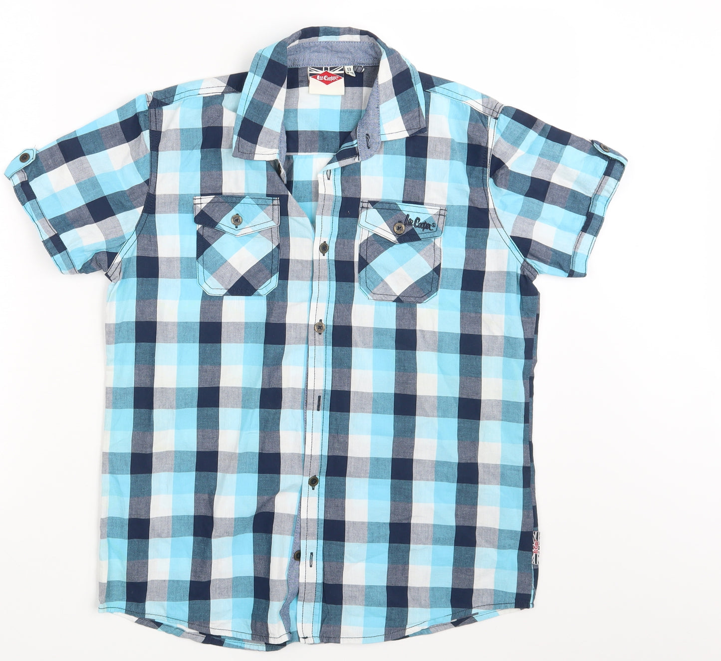 Lee Cooper Boys Blue Check  Basic Button-Up Size 13 Years