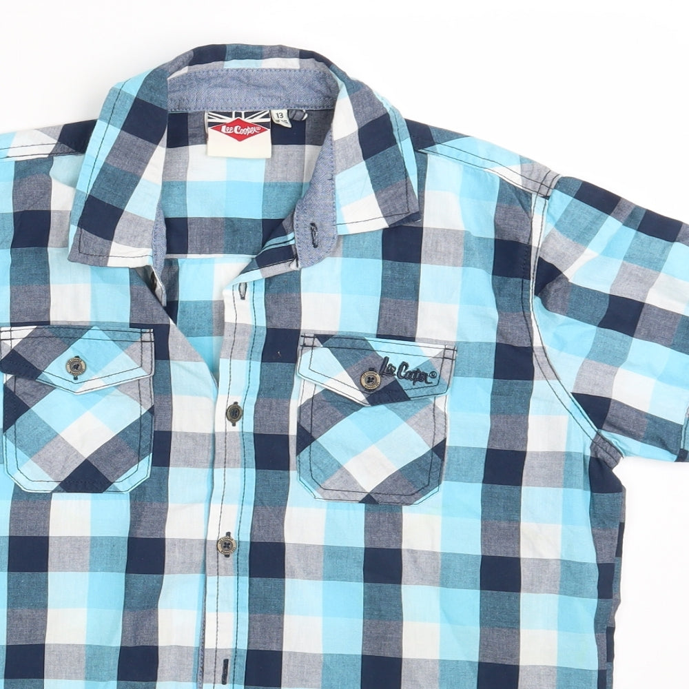 Lee Cooper Boys Blue Check  Basic Button-Up Size 13 Years