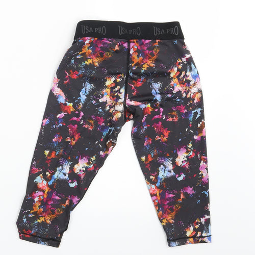 USA Pro Girls Black Colourblock  Jegging Trousers Size 9-10 Years - Inside Leg 13 Inches