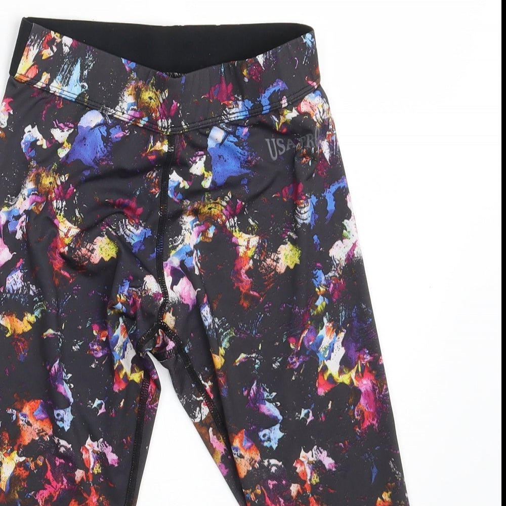 USA Pro Girls Black Colourblock  Jegging Trousers Size 9-10 Years - Inside Leg 13 Inches