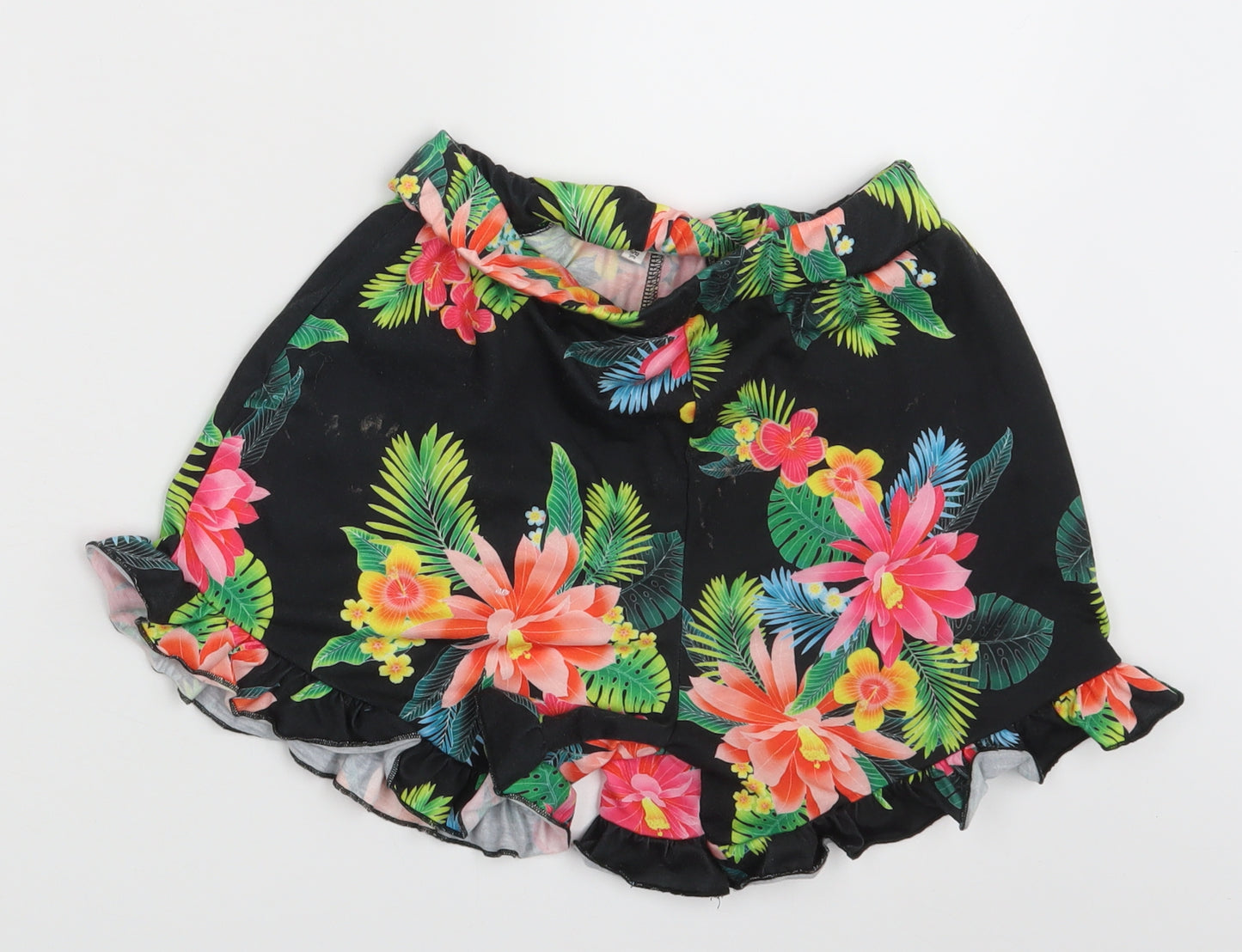 River Island Girls Black Floral  Sweat Shorts Size 11-12 Years