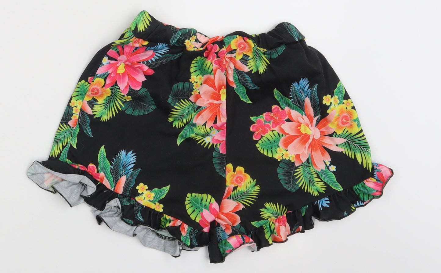 River Island Girls Black Floral  Sweat Shorts Size 11-12 Years