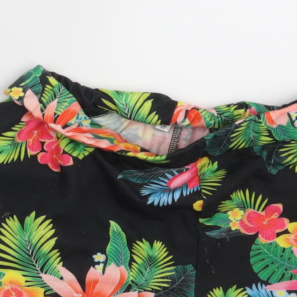 River Island Girls Black Floral  Sweat Shorts Size 11-12 Years