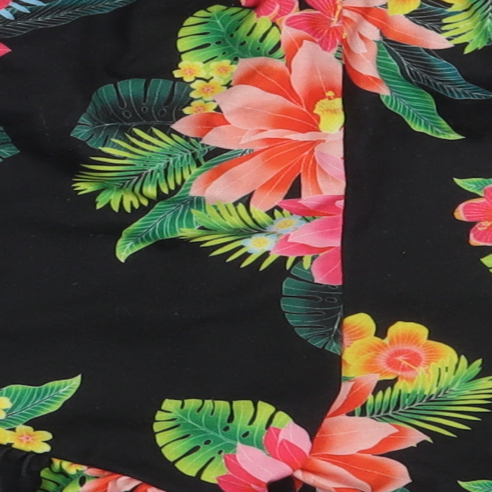 River Island Girls Black Floral  Sweat Shorts Size 11-12 Years