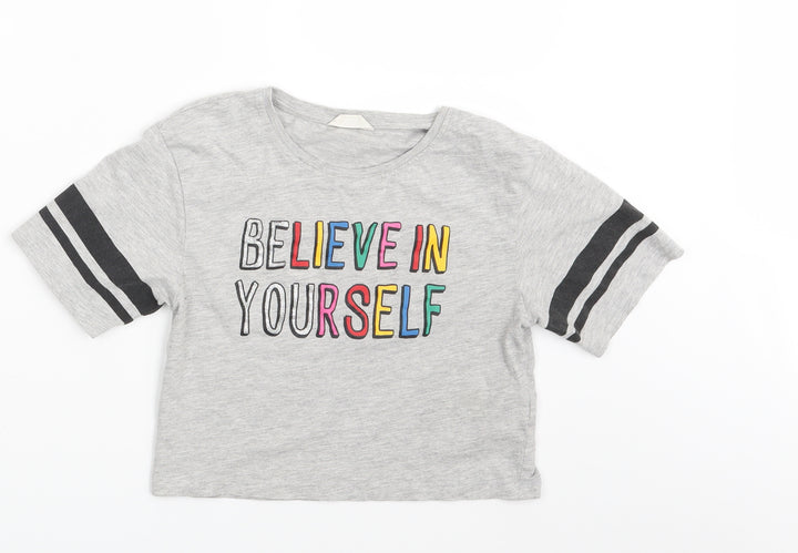 Candy Girls Grey   Basic T-Shirt Size 11 Years