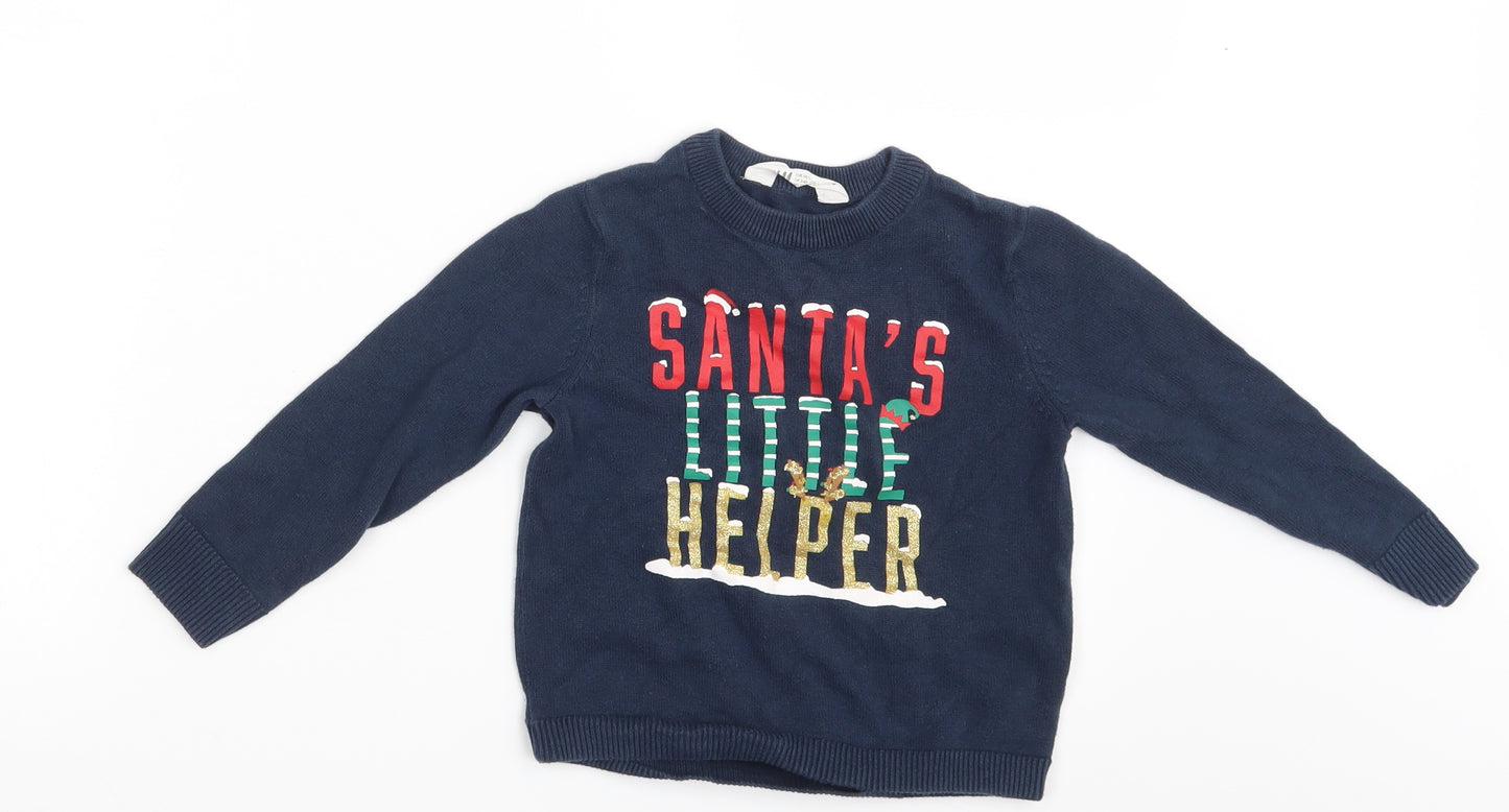 H&M Boys Blue   Pullover Jumper Size 24 Months  - Seasonal Christmas Festive Holiday