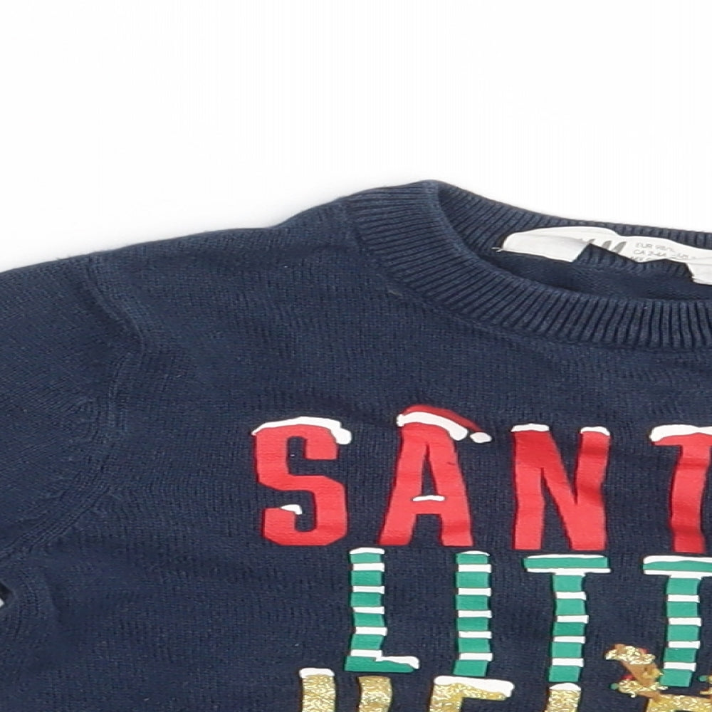 H&M Boys Blue   Pullover Jumper Size 24 Months  - Seasonal Christmas Festive Holiday