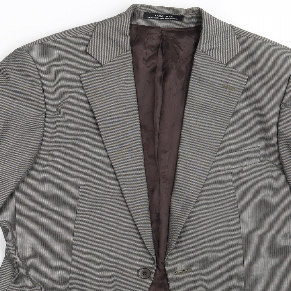 Zara Mens Beige Striped  Jacket Blazer Size 36