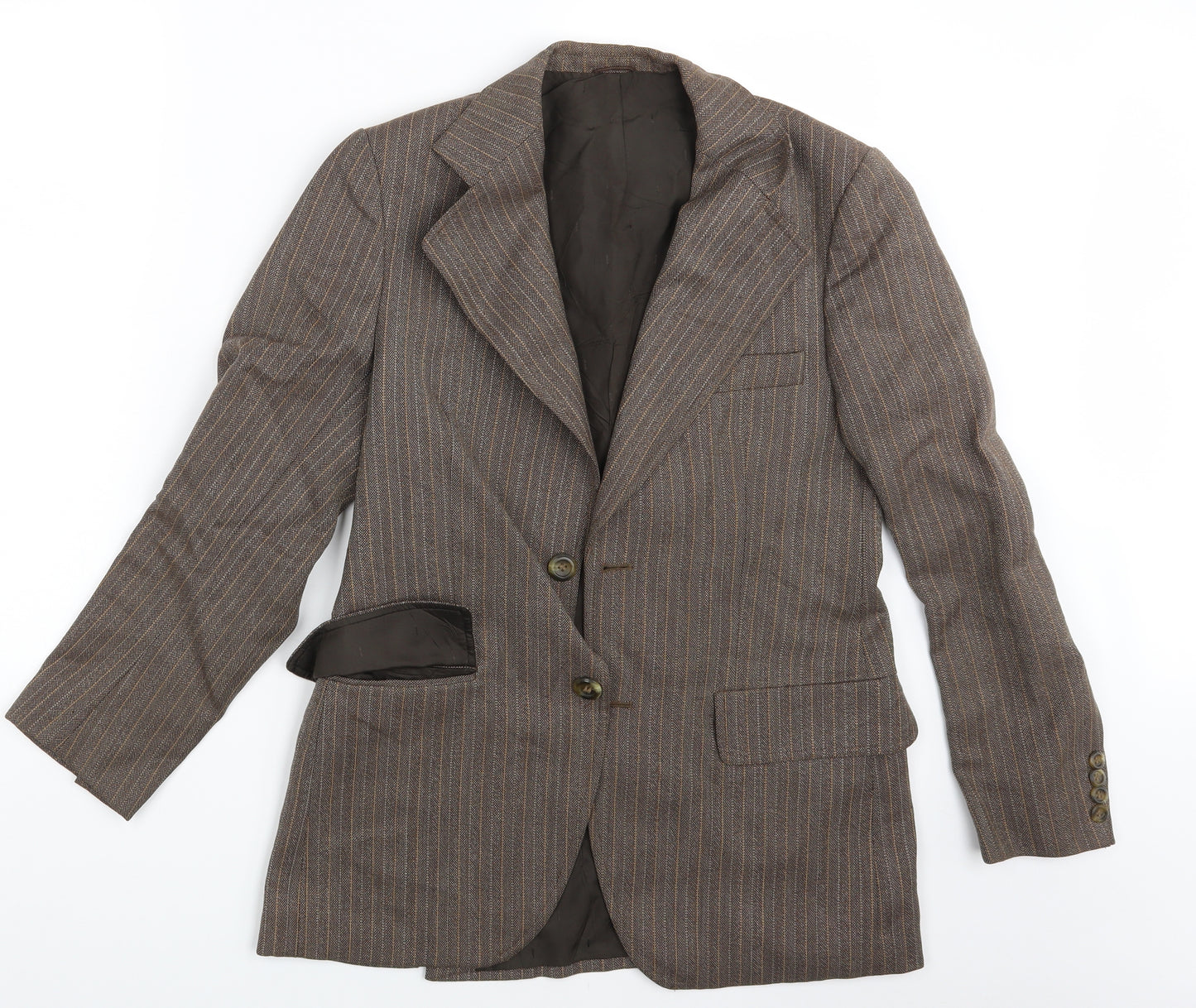 Johnsons Hull & Grimsby Mens Brown Striped  Jacket Blazer Size 36