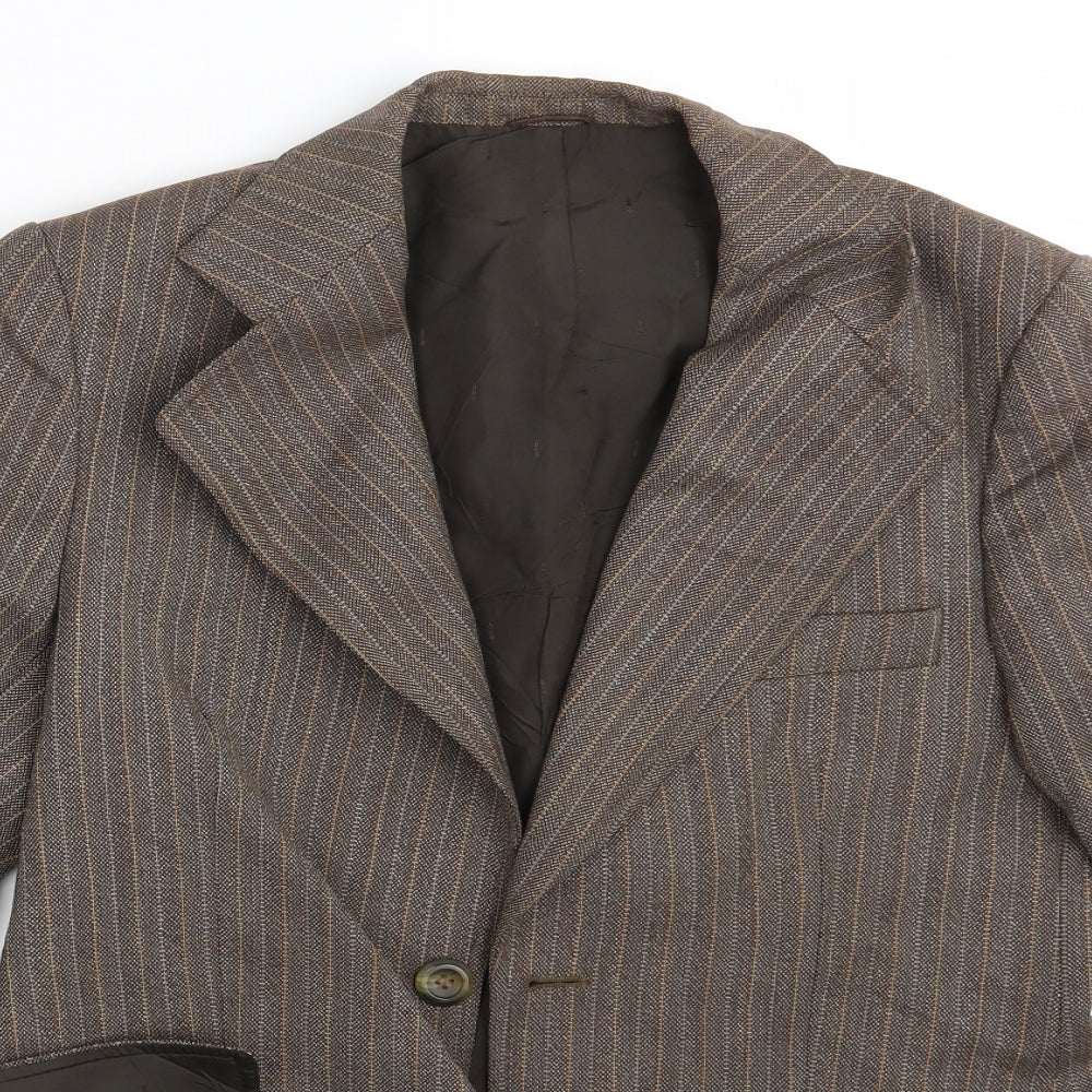 Johnsons Hull & Grimsby Mens Brown Striped  Jacket Blazer Size 36