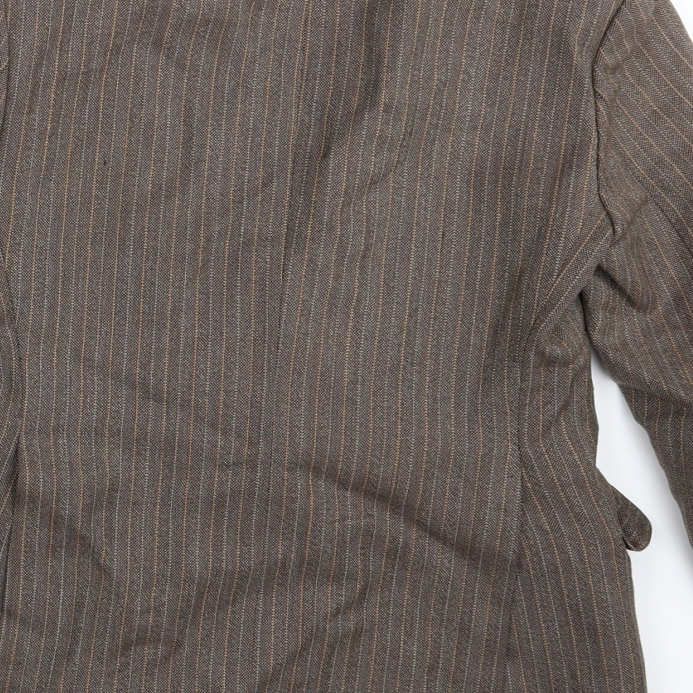 Johnsons Hull & Grimsby Mens Brown Striped  Jacket Blazer Size 36