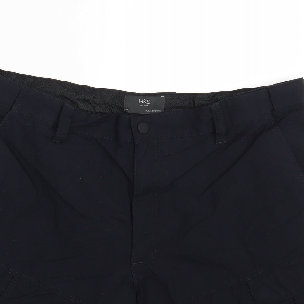 M&S Mens Black  Denim Cargo Shorts Size 38 in