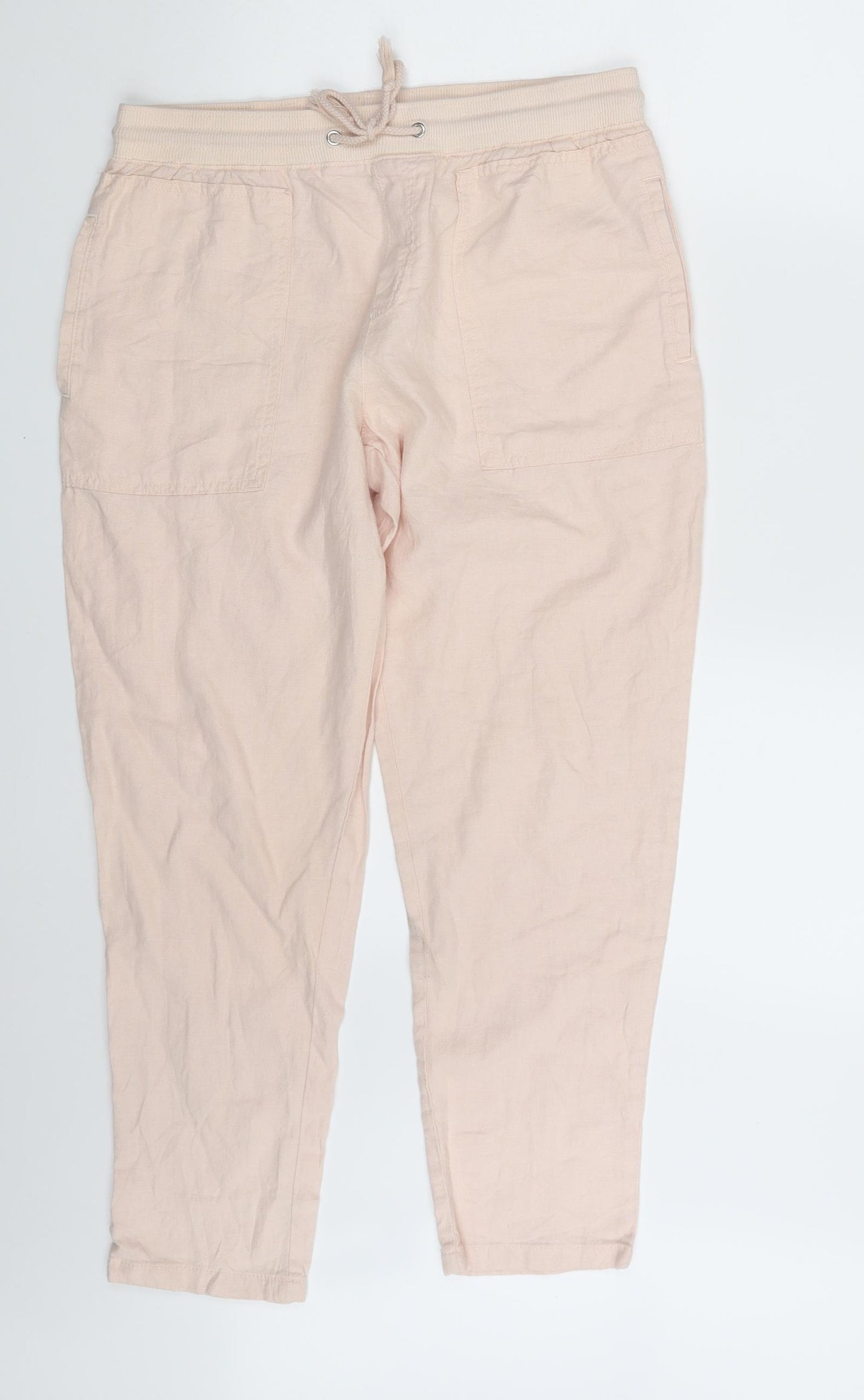 M&S Womens Pink   Cropped Trousers Size 12 L26 in