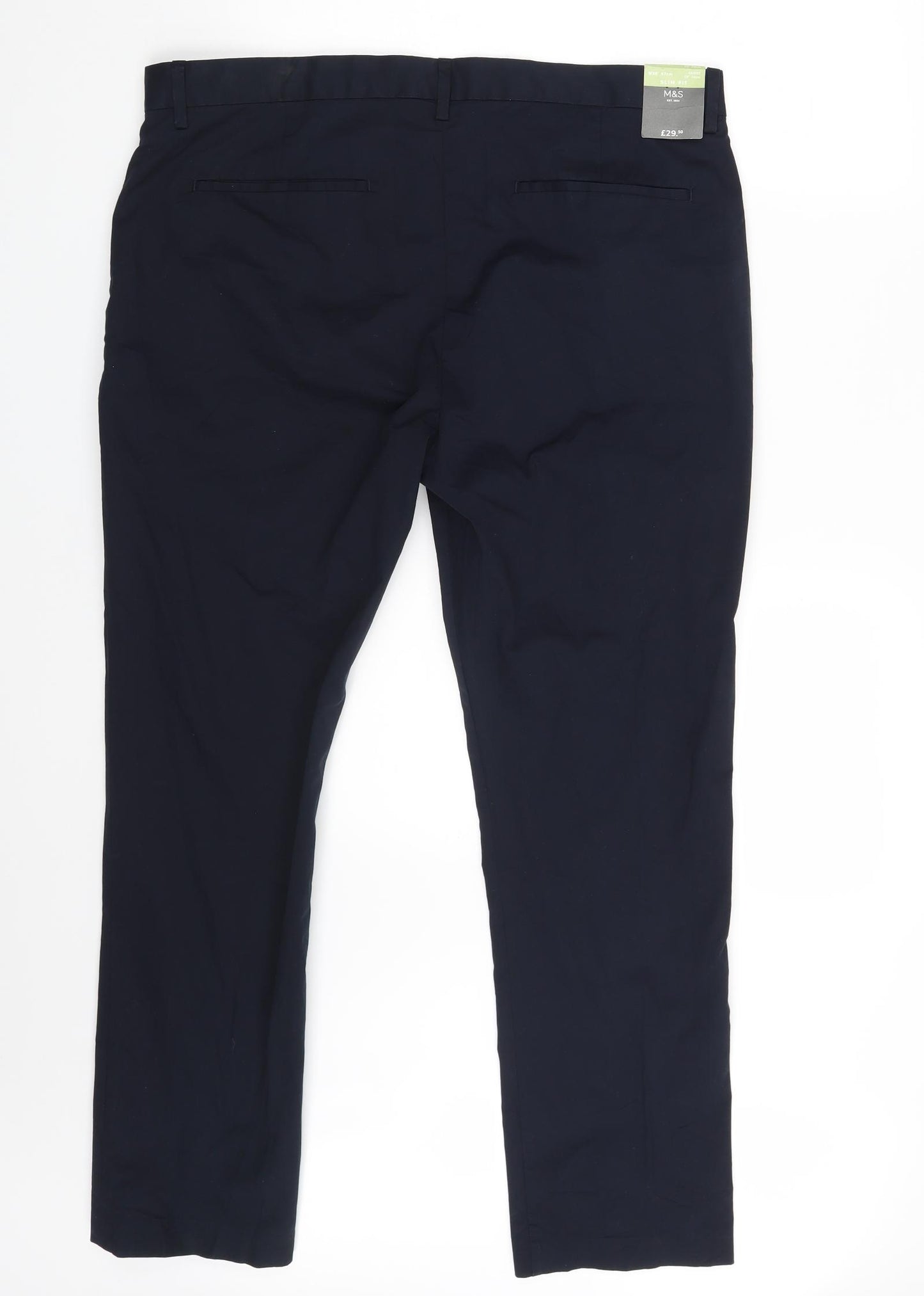 M&S Mens Blue  Denim Chino Trousers Size 38 in L29 in