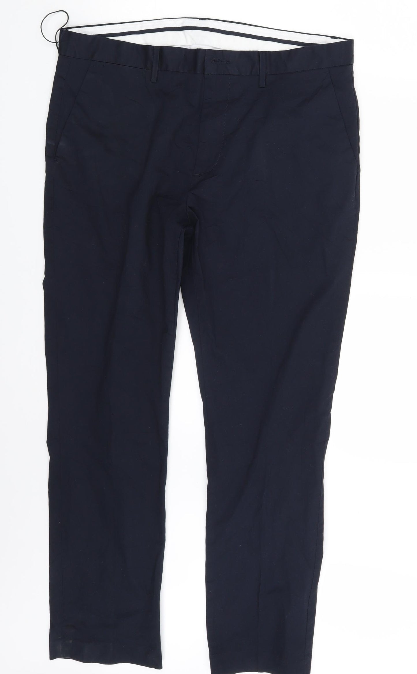 M&S Mens Blue  Denim Chino Trousers Size 36 in L29 in