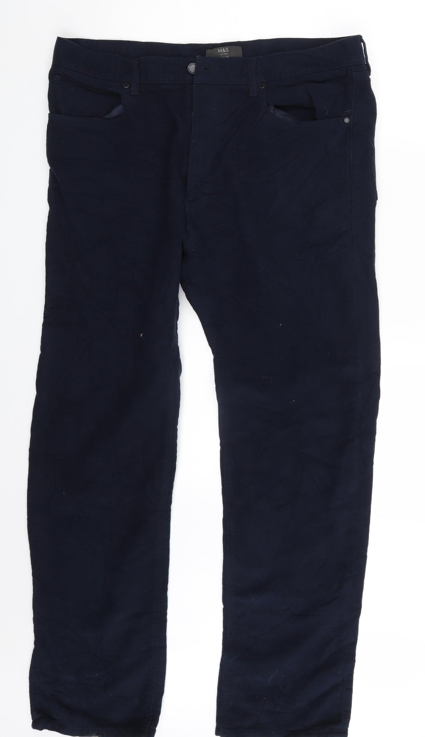 M&S Mens Blue  Velvet Trousers  Size 38 in L33 in
