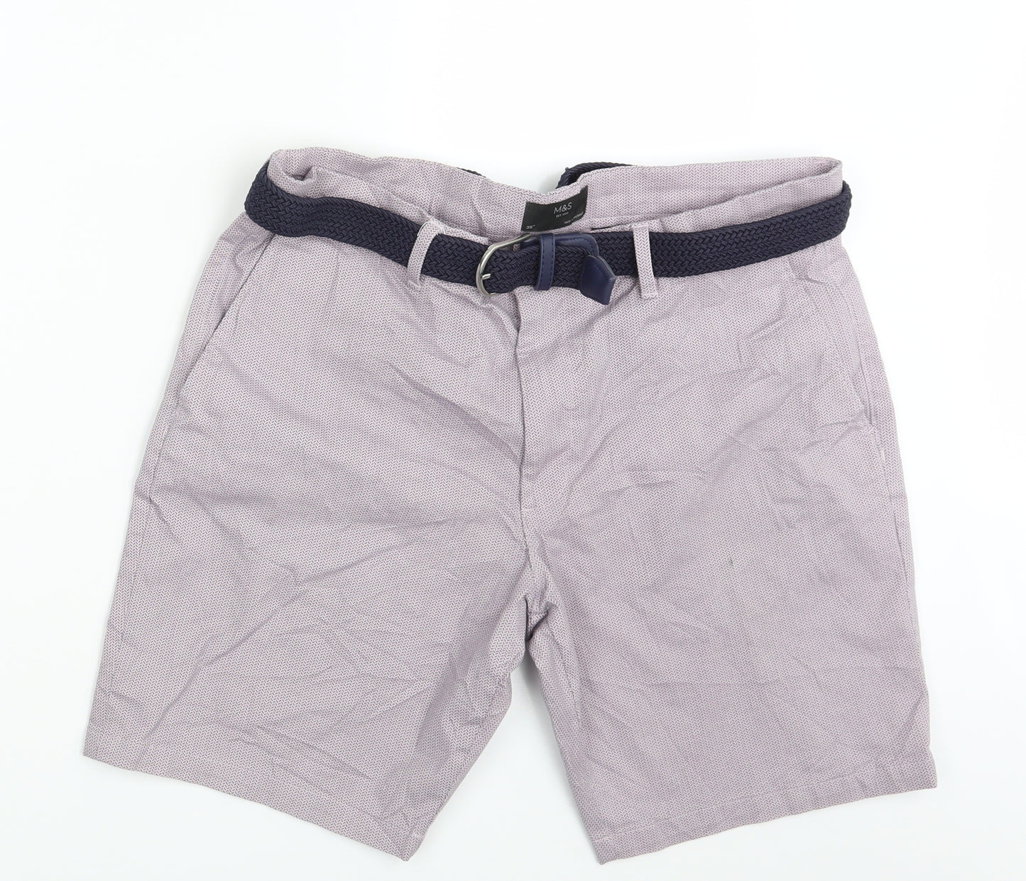 M&S Mens Purple  Denim Chino Shorts Size 36 in