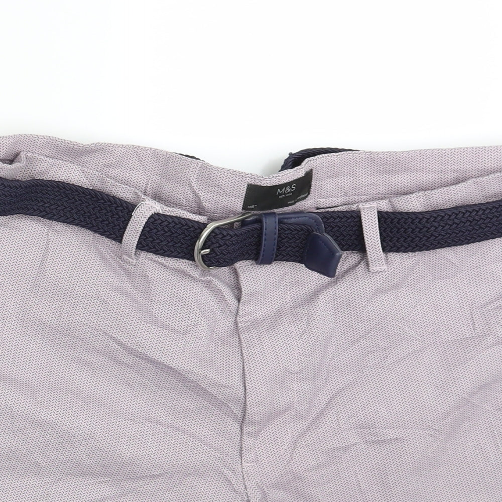 M&S Mens Purple  Denim Chino Shorts Size 36 in