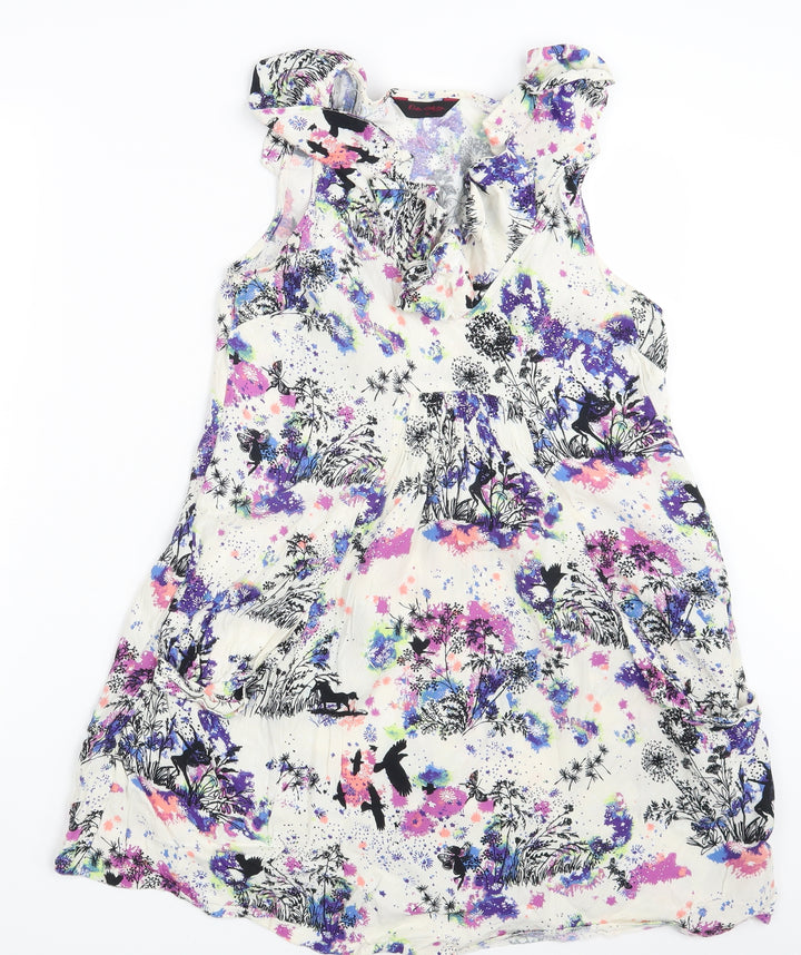 Miss Selfridge Womens White Floral A-Line Size 12