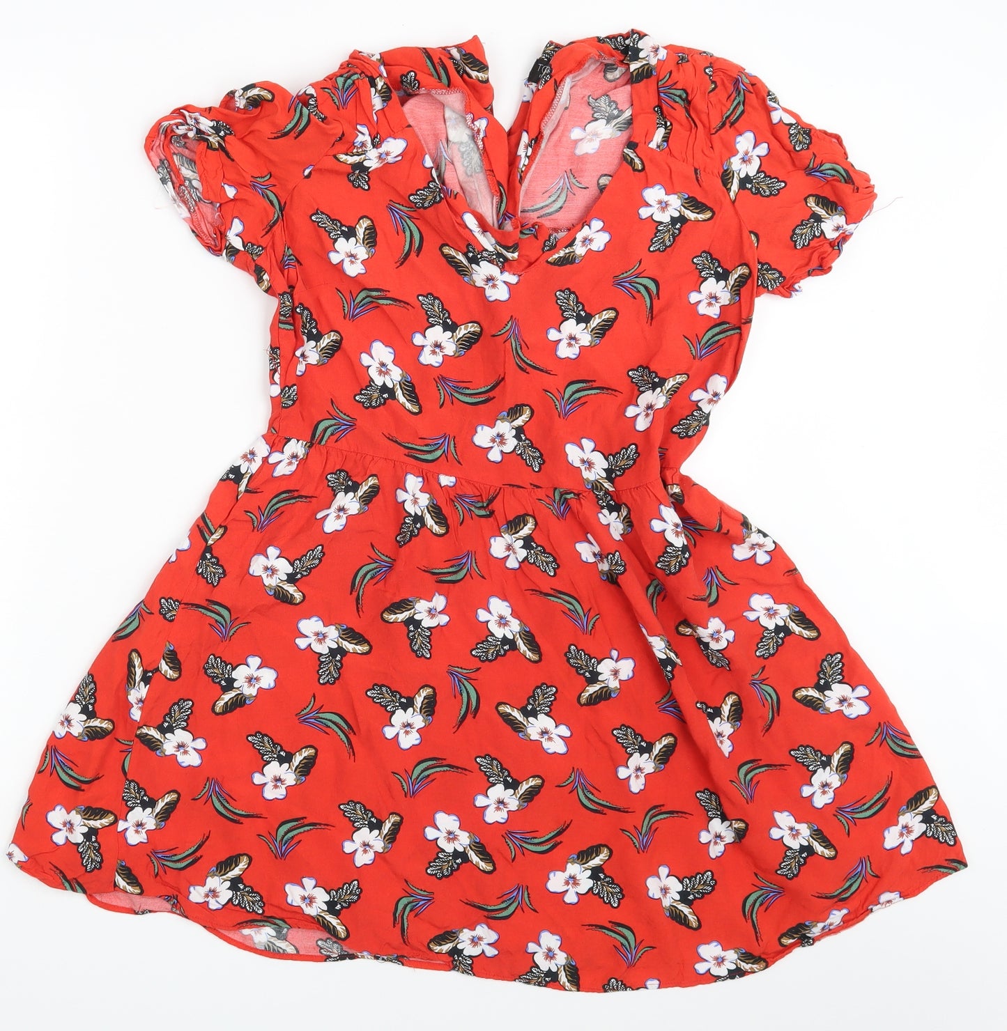 Topshop Womens Red Floral  A-Line  Size 14