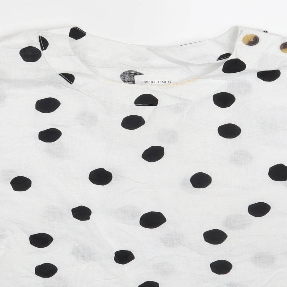 M&S Womens White Polka Dot  Basic Blouse Size 14
