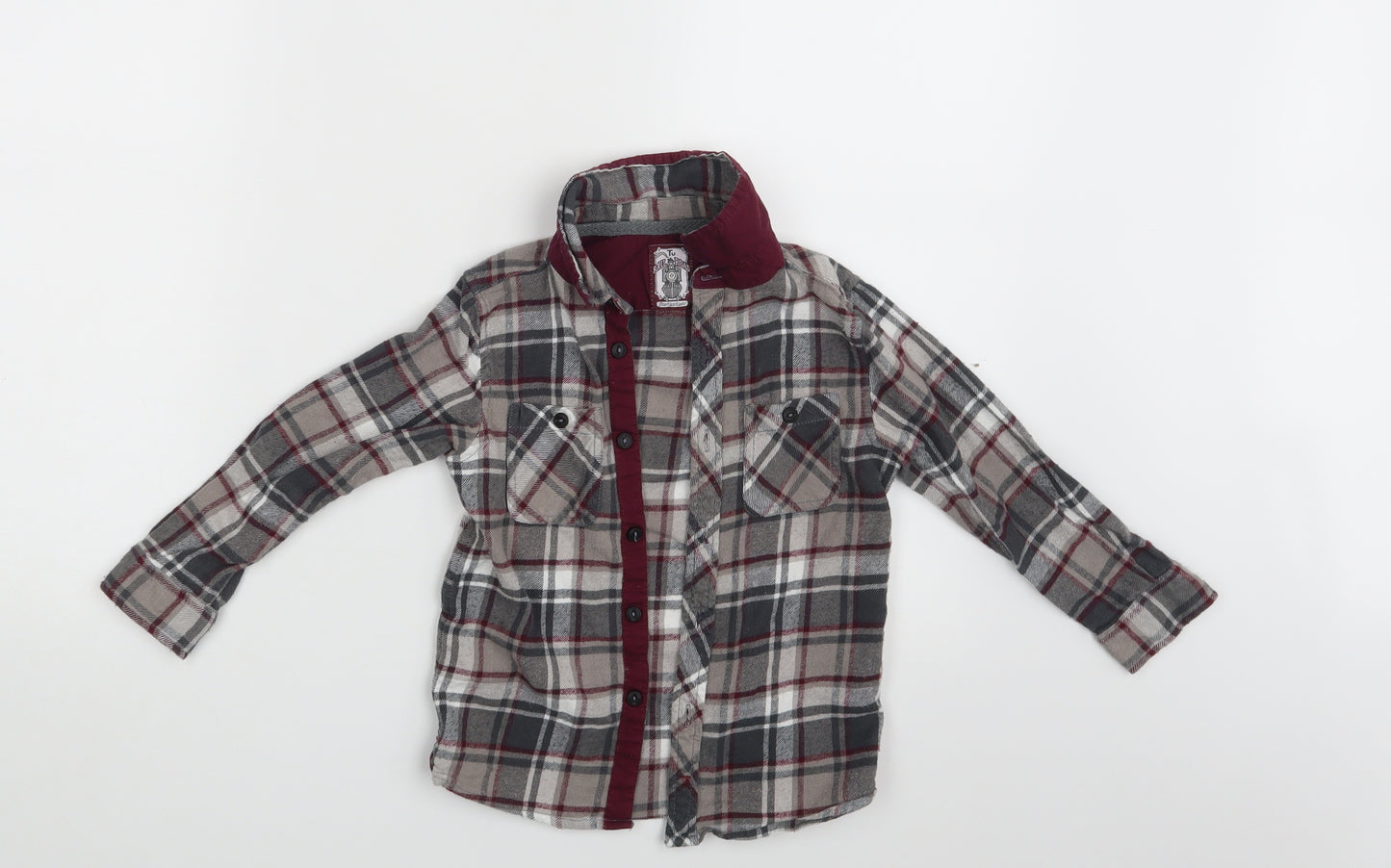 TU Boys Multicoloured Check Corduroy Basic Button-Up Size 4-5 Years