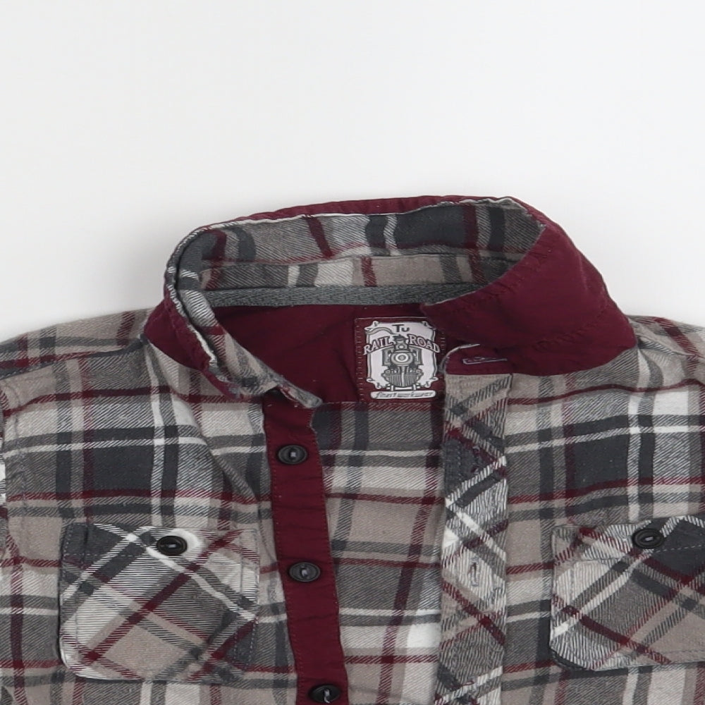 TU Boys Multicoloured Check Corduroy Basic Button-Up Size 4-5 Years